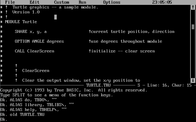 True BASIC for MS-DOS screenshot